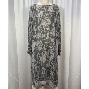 Grizas Silk Blend Mesh Textured Midi Dress Women's Size M Lagenlook Boho Art